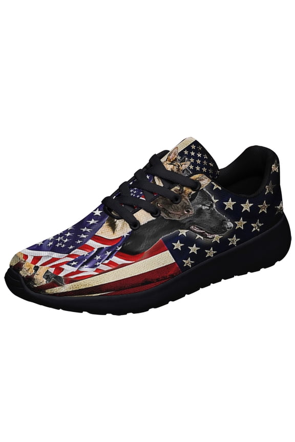 German Shepherd Dogs American flag Patriot Shoes Sneakers Black Size 4
