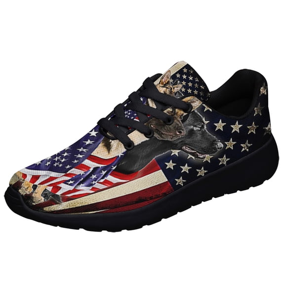 German Shepherd Dogs American flag Patriot Shoes Sneakers Black Size 9