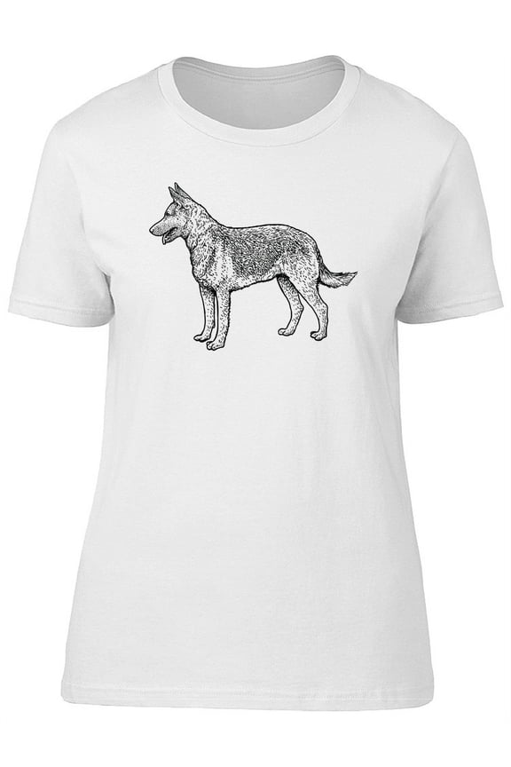 German Shepherd Drawing T-Shirt Women -Image by Shutterstock, Female Large