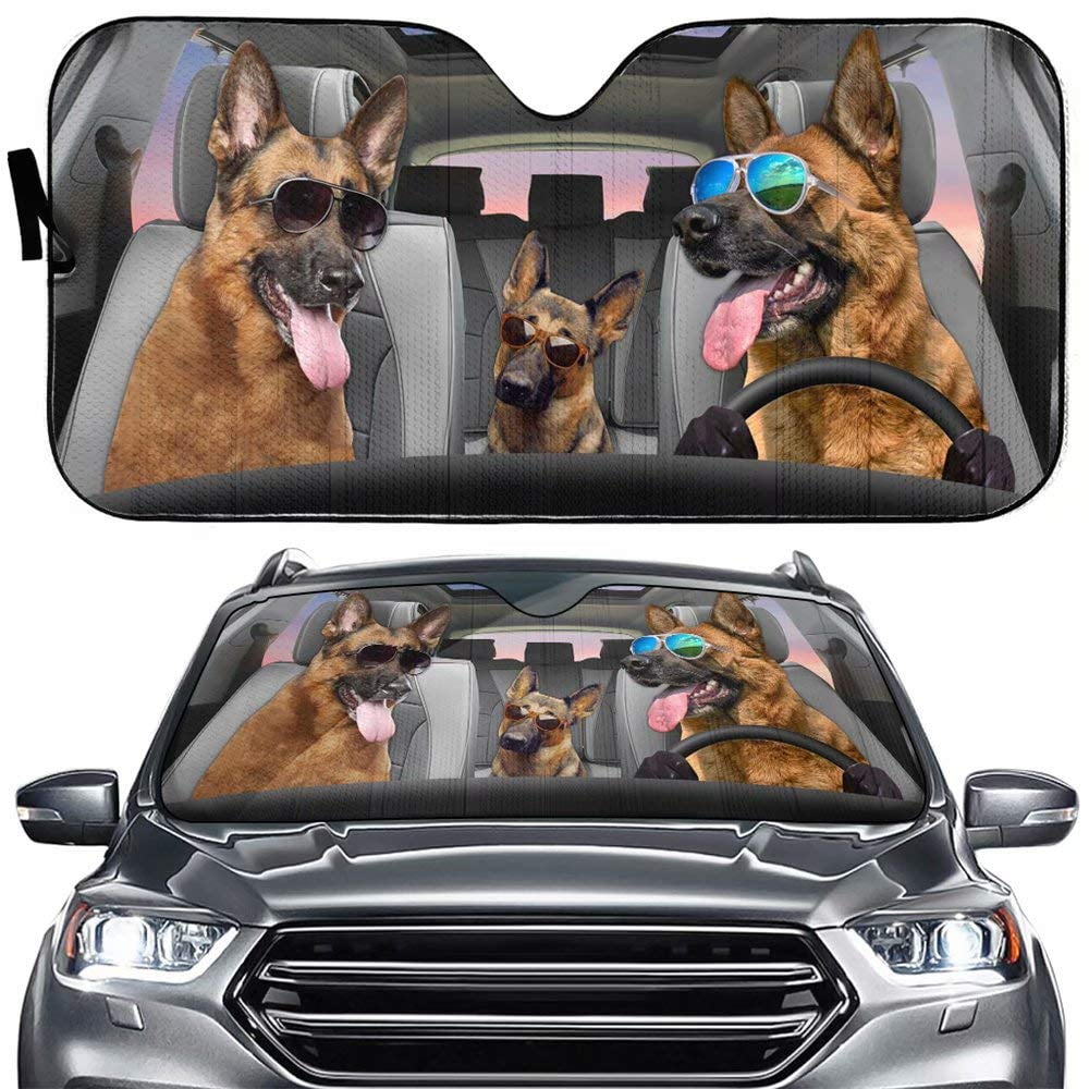 German Shepherd Driver Car Sun Shade Dog Family Auto Front Window