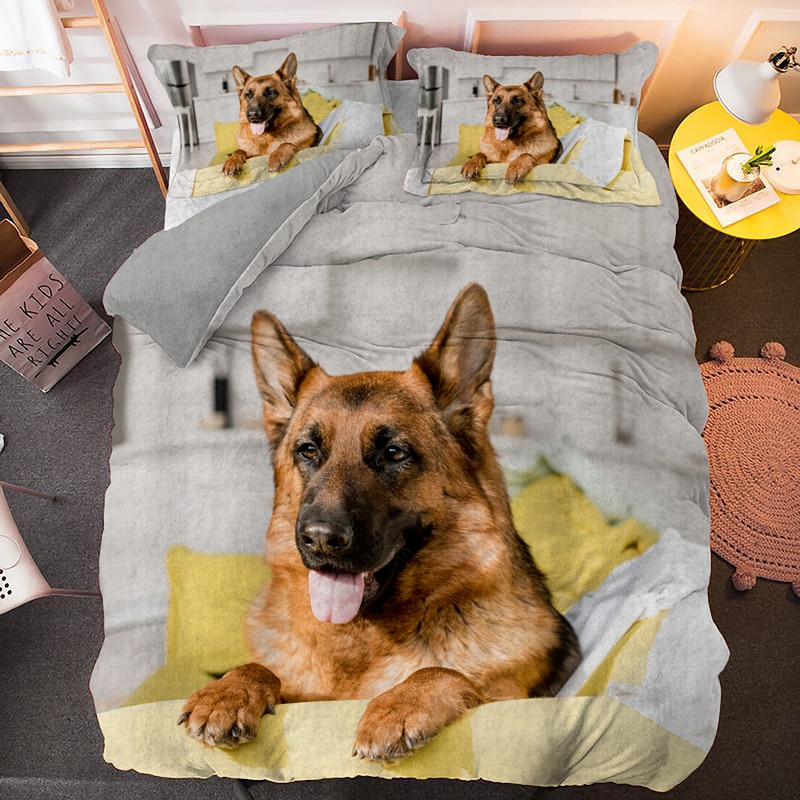 German Shepherd Duvet Cover Set Police Dog Comforter Cover Full King