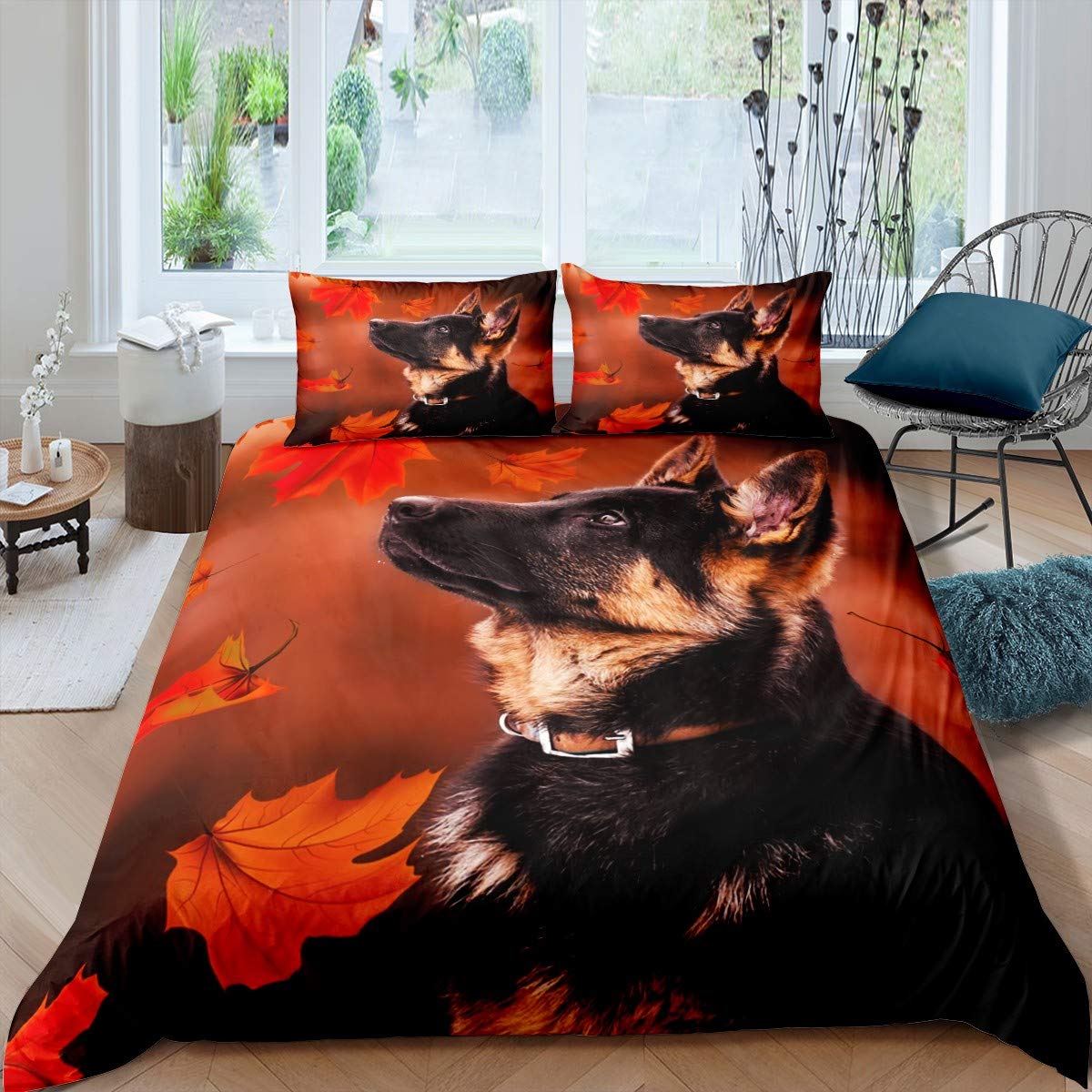 German Shepherd Duvet Cover Set Police Dog Comforter Cover Full King