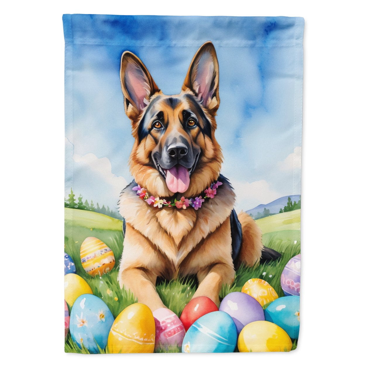 German Shepherd Easter Egg Hunt Garden Flag 11.25 in x 15.5 in