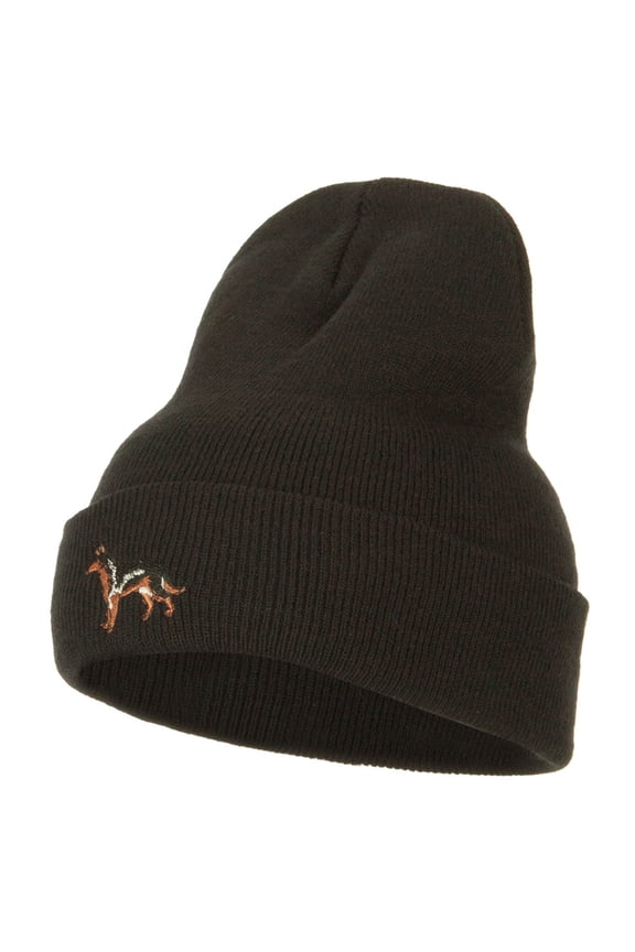 German Shepherd Embroidered Long Beanie - Black OSFM