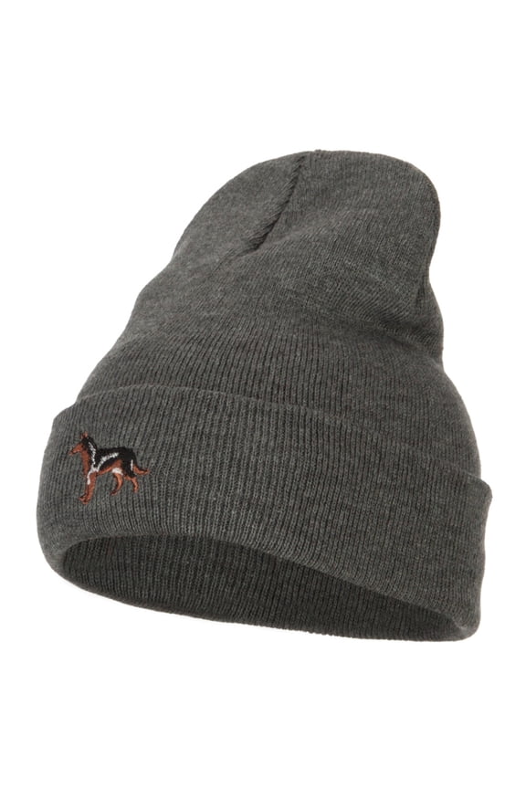 German Shepherd Embroidered Long Beanie - Dk Grey OSFM