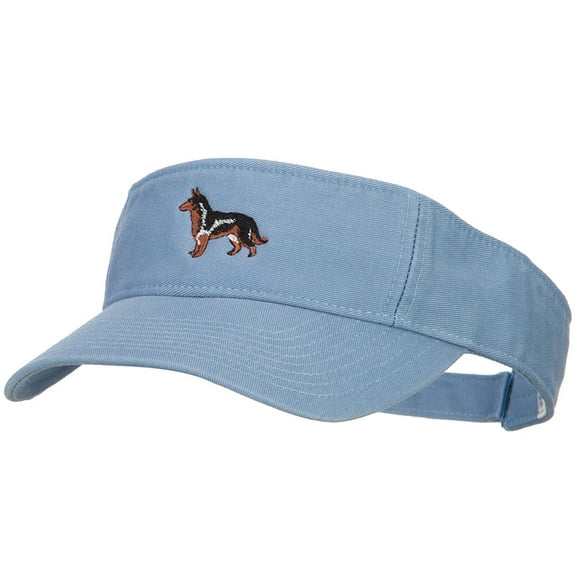 German Shepherd Embroidered Pro Style Cotton Washed Visor - Blue OSFM