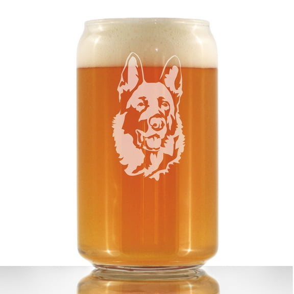 Bevvee Beer Can Pint Glass 16 oz German Shepherd Face German Shepherd Owner Gifts Beer Glasses