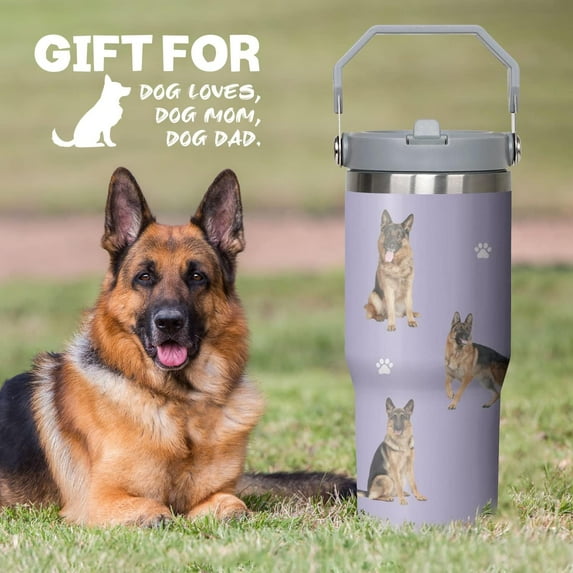German Shepherd Gift for Dog Lover,30 oz German Shepherd Tumbler Stainless Steel Insulated with Handle (German Shepherd-Lavender, 30 oz)
