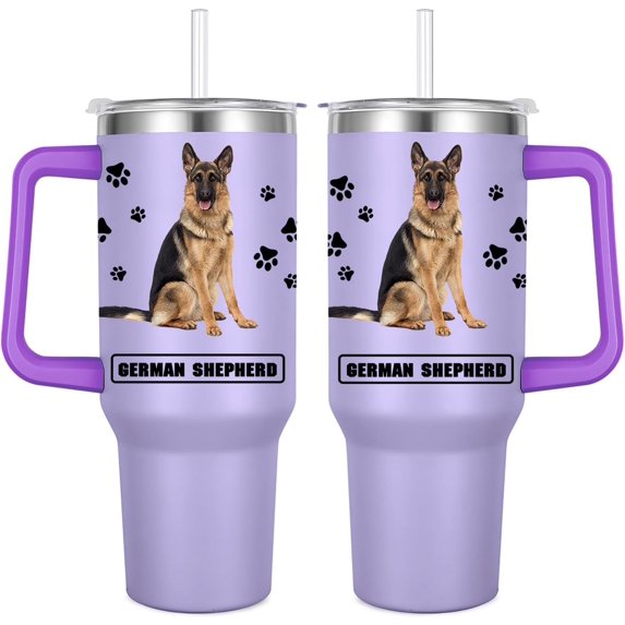 German Shepherd Gift for Dog Owner,40oz German Shepherd Tumbler with Handle Insulated Reusable Stainless Steel Travel Water Bottle (Color 1)