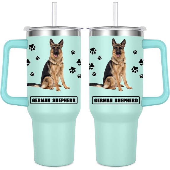 German Shepherd Gift for Dog Owner,40oz German Shepherd Tumbler with Handle Insulated Reusable Stainless Steel Travel Water Bottle (Color 2)