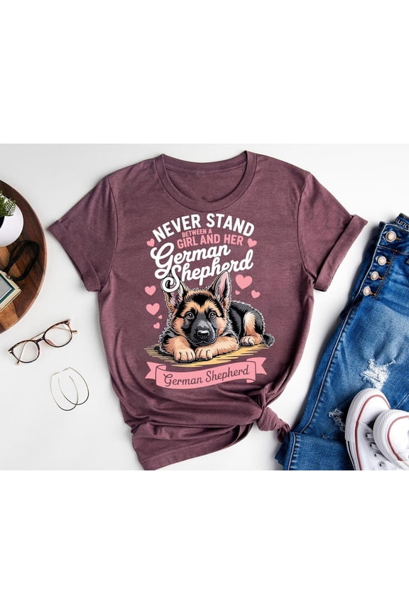 German Shepherd Girl T-Shirt – Loyal Dog Mom Graphic Tee TSHIRT All Size S-5XL
