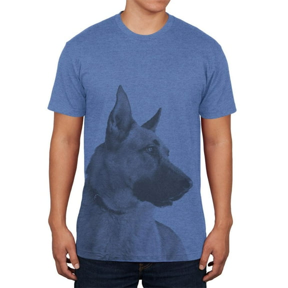 German Shepherd Guard Dog Mens T Shirt Heather Royal LG