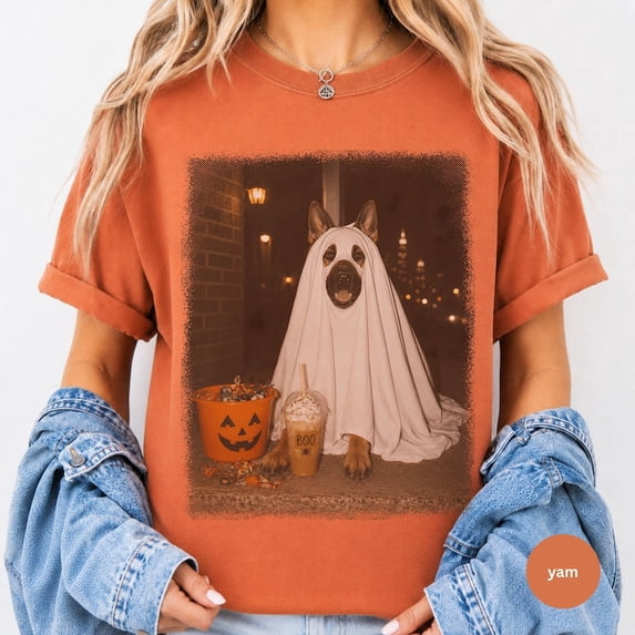 German Shepherd Halloween Ghost Shirt, Funny Spooky Season Unisex T-Shirt