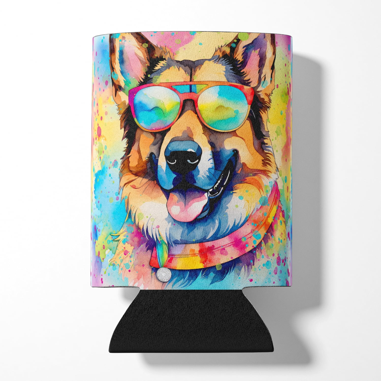German Shepherd Hippie Dawg Can or Bottle Hugger 3 in x 5 in