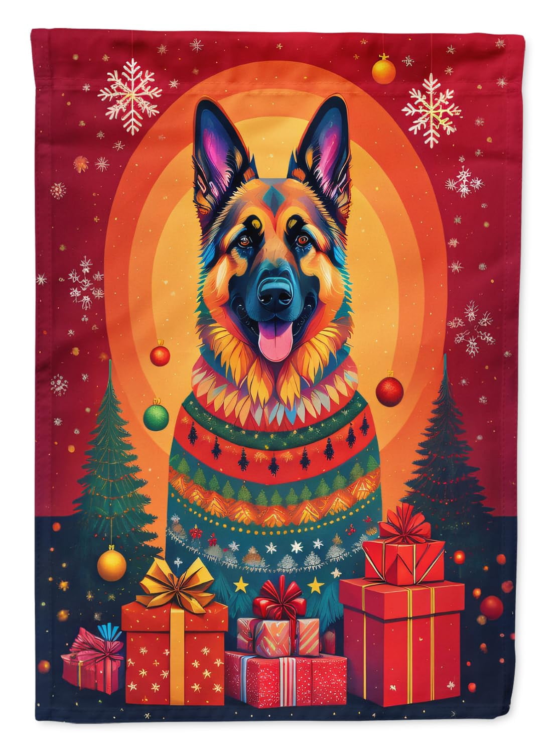 German Shepherd Holiday Christmas House Flag 28 in x 40 in