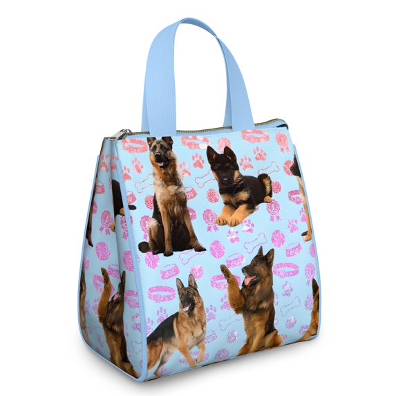 German Shepherd Insulated Lunch Bag for Women & Adults,Large Portable Soft Cooler Lunch Bag,Thermal Food Storage Tote with Pearl Cotton,8.66L,8.75x5.75x9.5 Inch