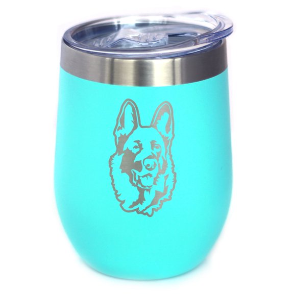 Bevvee Insulated Wine Tumbler, 12 oz, German Shepherd Face, German Shepherd Owner Gifts