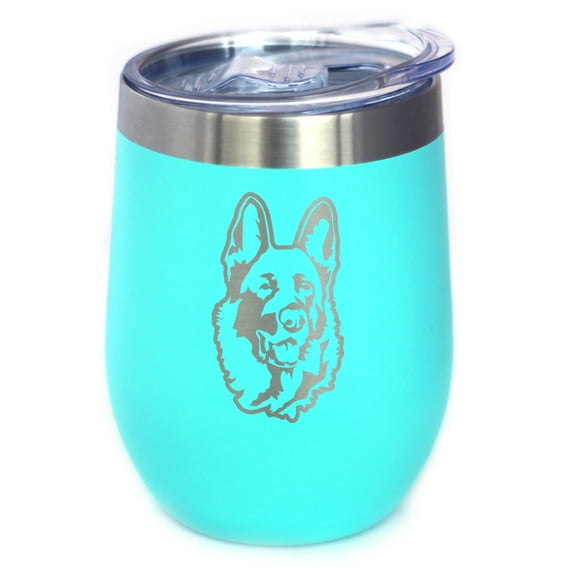 Bevvee Insulated Wine Tumbler, 12 oz, German Shepherd Face, German Shepherd Owner Gifts