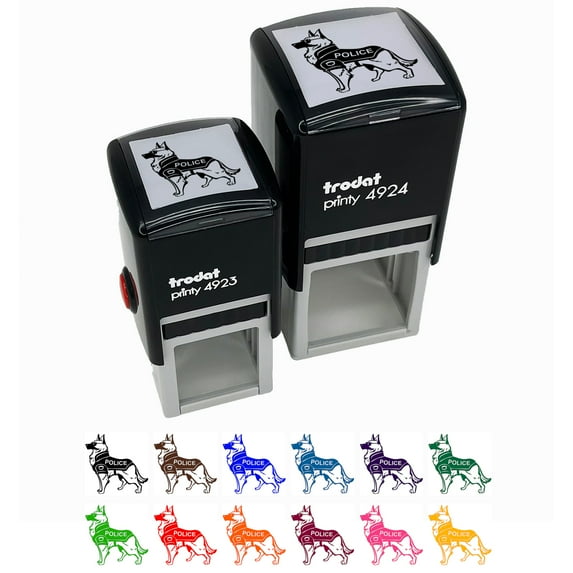 German Shepherd K-9 Police Dog Self-Inking Rubber Stamp Ink Stamper - Blue Ink - Large 1-1/2 Inch