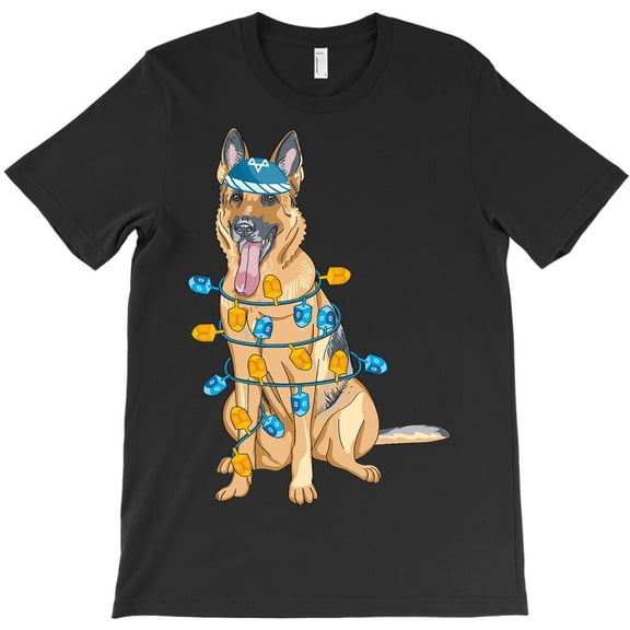 German Shepherd K9 Dog Mens German Shepherd Light Hanukkah Menorah G33837 Unisex T-Shirt, Up to Size 5XL