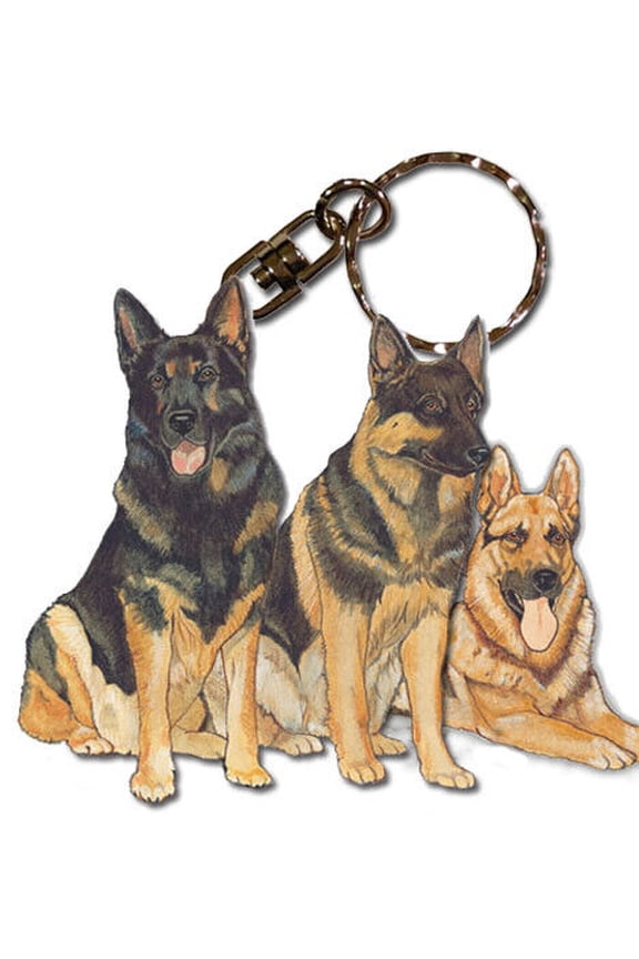 German Shepherd Keychain, Souvenir Key Holder, Dog Charm Tag, Pet Key Rings Craft Ornaments, Wooden Die-Cut