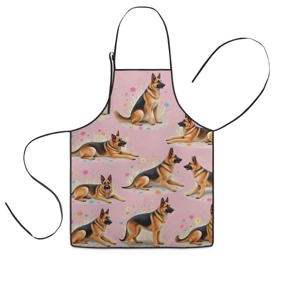 German Shepherd Kids Aprons for Girls and Boys,Adjustable Neck Strap Toddler Aprons for Kids Cooking Baking