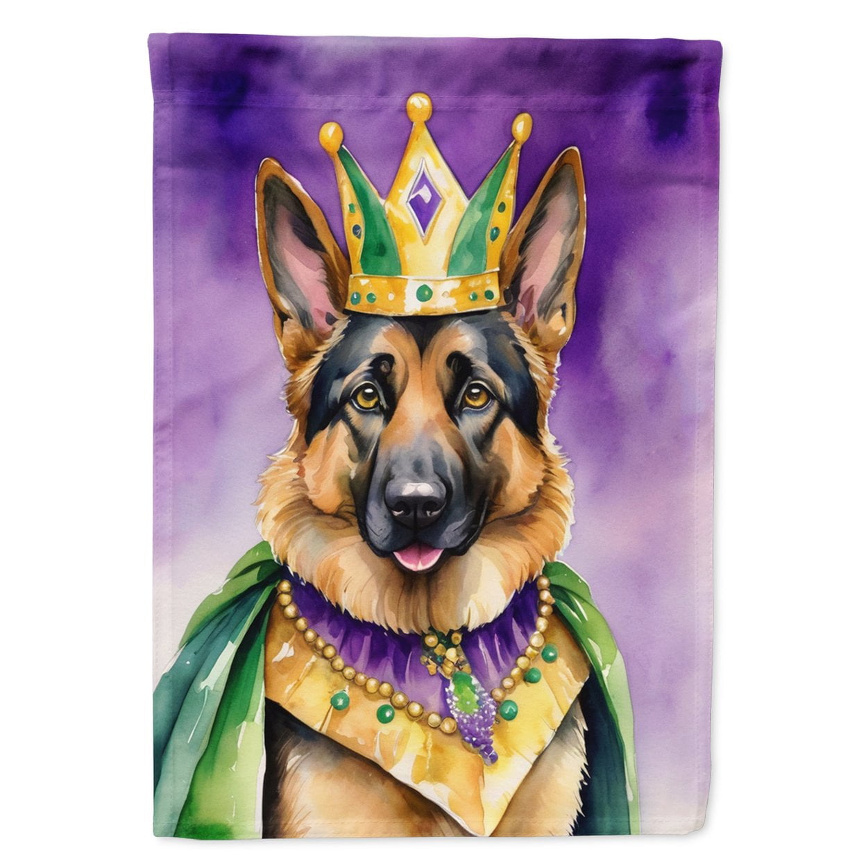 German Shepherd King of Mardi Gras Garden Flag 11.25 in x 15.5 in