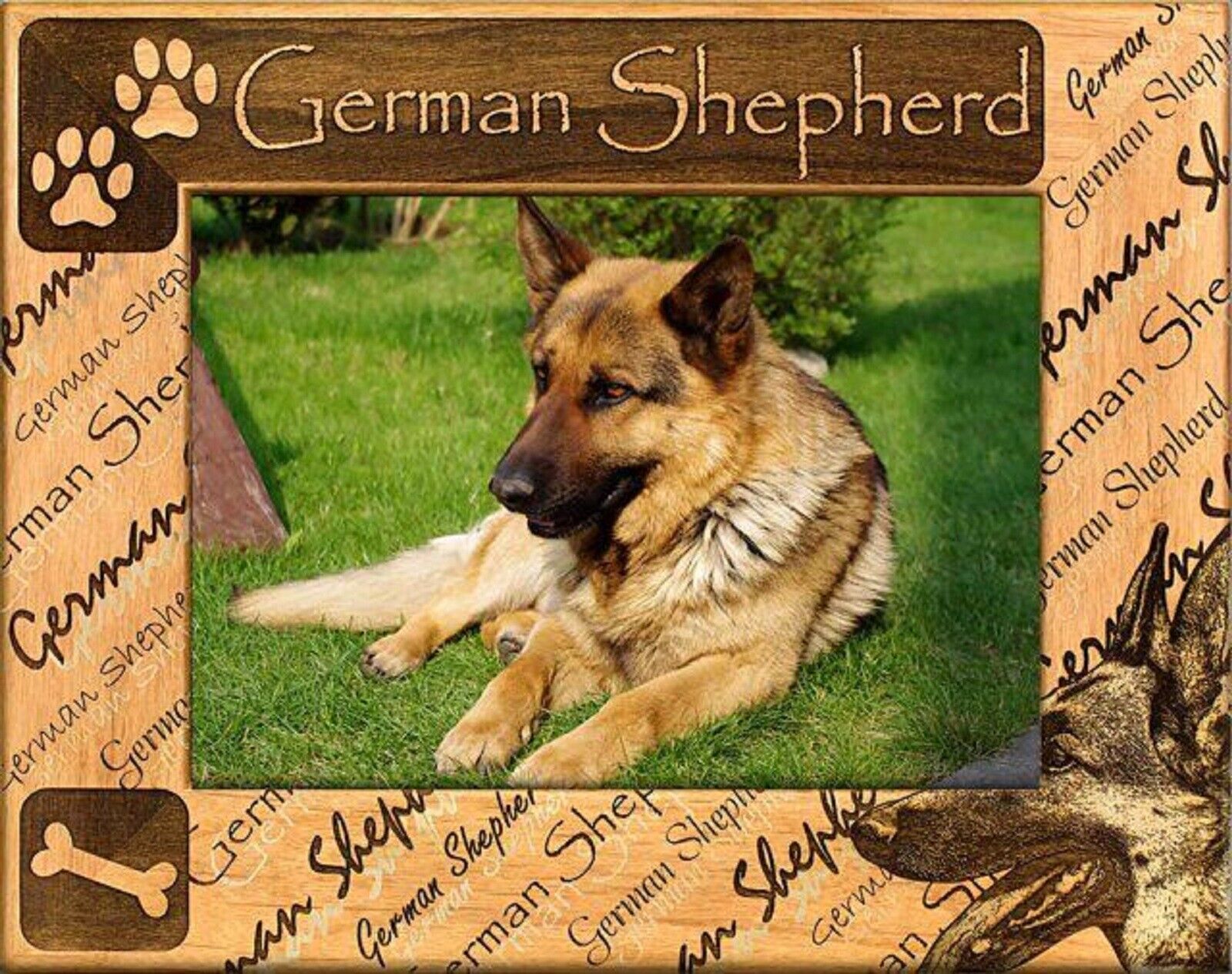 German Shepherd Laser Engraved Wood Picture Frame (8 x 10) - Walmart.com