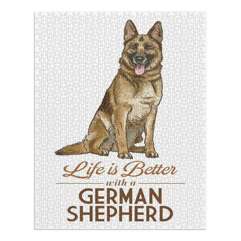 German Shepherd, Life is Better, White Background (1000 Piece