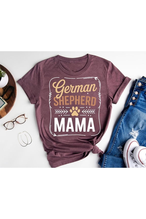 German Shepherd Mama Shirt: Paw Print Dog Mom Graphic Tee TSHIRT All Size S-5XL