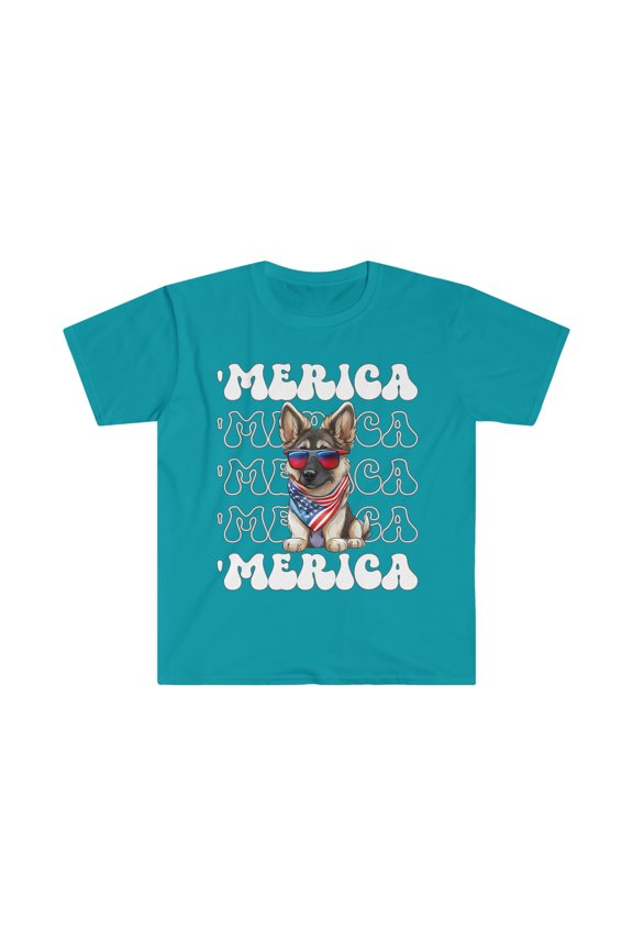 German Shepherd 'Merica Patriotic T-Shirt Cute German Shepherd 4th of July