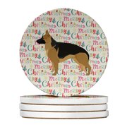 German Shepherd Merry Christmas Large Sandstone Coasters Pack of 4 4 in x 4 in