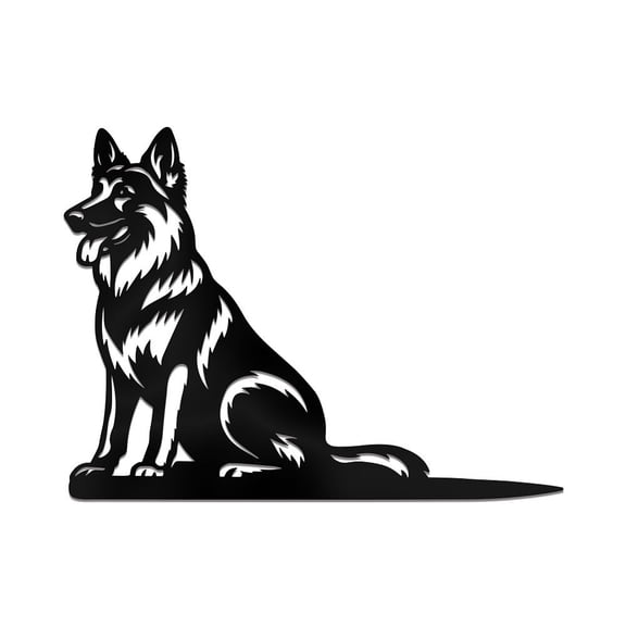 German Shepherd Metal Yard Art Decor Dog Stainless Steel Outdoor Tree Silhouette Stake