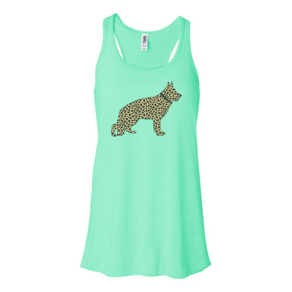 German Shepherd Mom, Leopard German Shepherd, Racerback, Women's Tank, Dog Mom Tank Top, German Shepherd Shirt, Unisex Fit, Gift For Her, Mint , LARGE