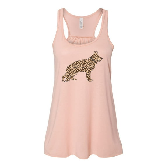 German Shepherd Mom, Leopard German Shepherd, Racerback, Women's Tank, Dog Mom Tank Top, German Shepherd Shirt, Unisex Fit, Gift For Her, Peach, EXTRA SMALL
