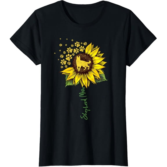 German Shepherd Mom Sunflower Shepherd Gifts Dog Mom Mama T-Shirt