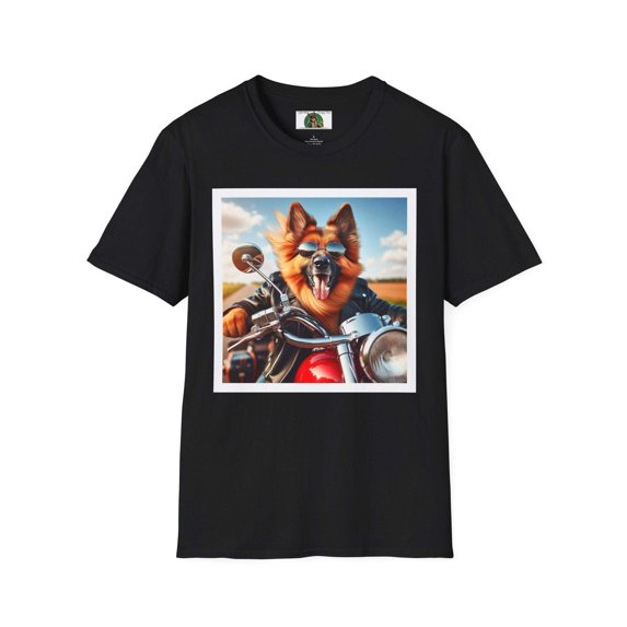German Shepherd "Motorcycle!" Unisex Softstyle T-Shirt