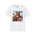 thumbnail image 1 of German Shepherd "Motorcycle!" Unisex Softstyle T-Shirt, 1 of 10