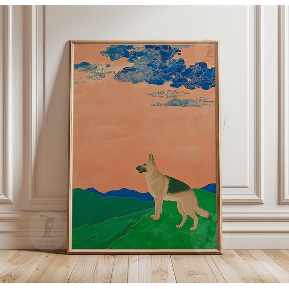German Shepherd Mountain Landscape Poster Unframed Paper Print