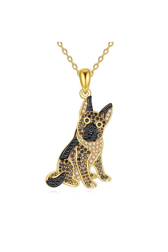 German Shepherd Necklace 925 Sterling Silver German Shepherd Dog Pendant Cute Animal Jewelry Gifts for Men Women Dog Lovers