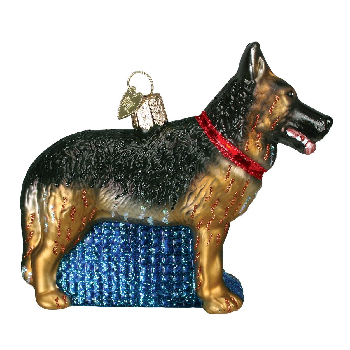 Handcrafted German Shepherd Glass Christmas Tree Topper