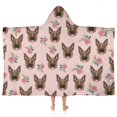 thumbnail image 1 of German Shepherd and Pioneer Flower Hooded Bath Towel，50"x30" for Ages 3 To 12 Kids, Quick Dry Lightweight Soft Microfiber Hood Beach Towel Cover Up for Kids, 1 of 7