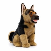 German Shepherd Plush Toy, 11.02 in Realistic Stuffed Animal Dog with Sitting Pose, Soft Faux Fur Puppy Gift for Animal Lovers