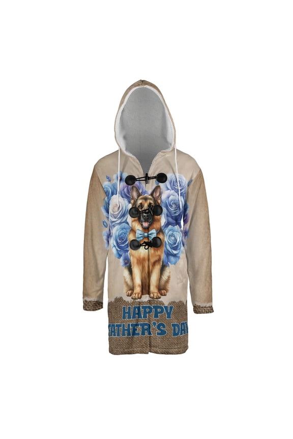 German Shepherd Proud Dad Happy Father's Day All Over Print 3D Hooded Duffle Toggle Coat Alsatian Dog Lover Gifts - 02008