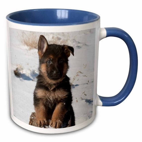 3drose, German Shepherd Puppy., 11oz Two-tone Blue Mug