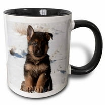 3drose, German Shepherd Puppy., 15oz Two-tone Black Mug