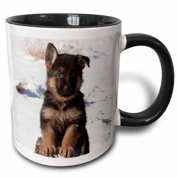 3drose, German Shepherd Puppy., 15oz Two-tone Black Mug