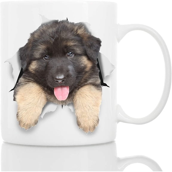 German Shepherd Puppy Dog Mug - Ceramic Funny Coffee Mug - Perfect Dog Lover Gift - Cute Novelty Coffee Mug Present - Great Birthday or Christmas Surprise for Friend or Coworker, Men and Women (11oz)