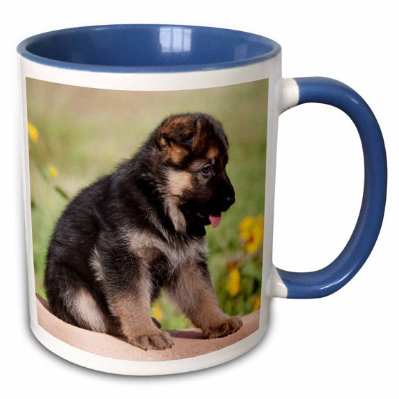 3drose, German Shepherd Puppy Dog - Na02 Zmu0175 - Zandria Muench Beraldo, 15oz Two-tone Blue Mug