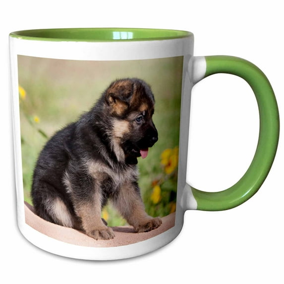 3drose, German Shepherd Puppy Dog - Na02 Zmu0175 - Zandria Muench Beraldo, 15oz Two-tone Green Mug